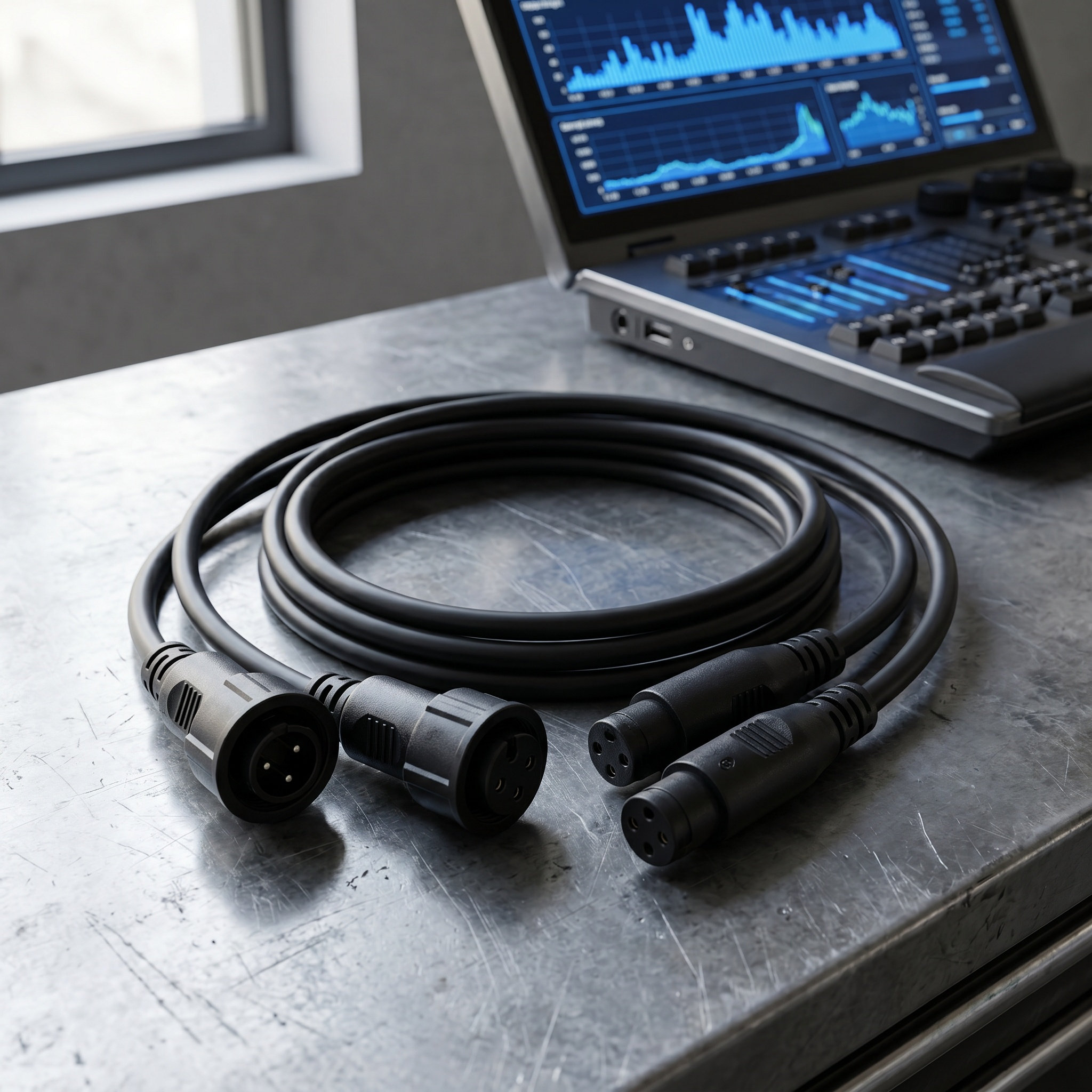 Outdoor Lighting Waterproof - 2 Stück DMX-Kabel, wasserdichtes Bühnenbeleuchtungskabel, Stecker