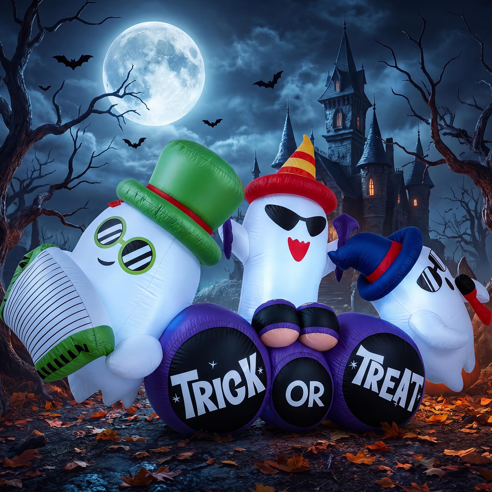 Outdoor Lighting Effects - 240 cm aufblasbare Halloween-Geisterband mit LED-Lichtern