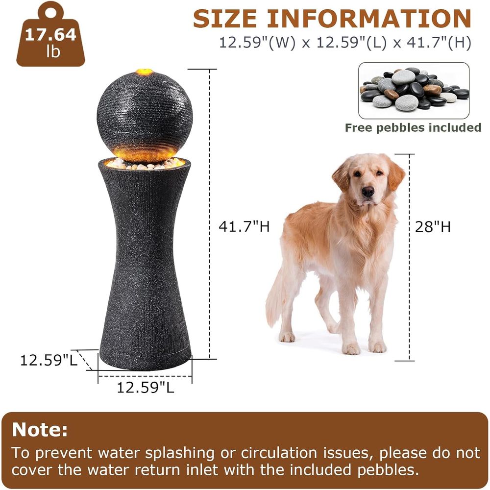 106 cm hohe Kugel-Wasserfontän – Outdoor Lighting Black Bewertung und Preis