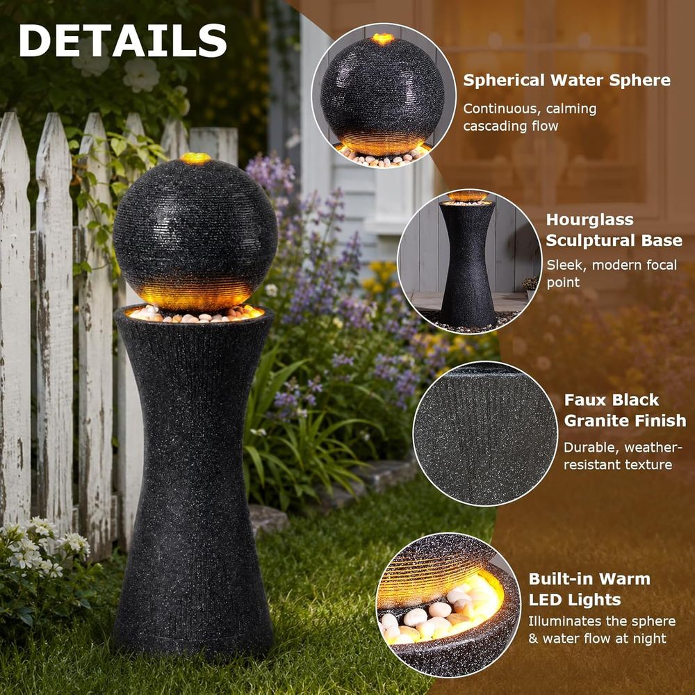 106 cm hohe Kugel-Wasserfontän – Outdoor Lighting Black Bewertung und Preis
